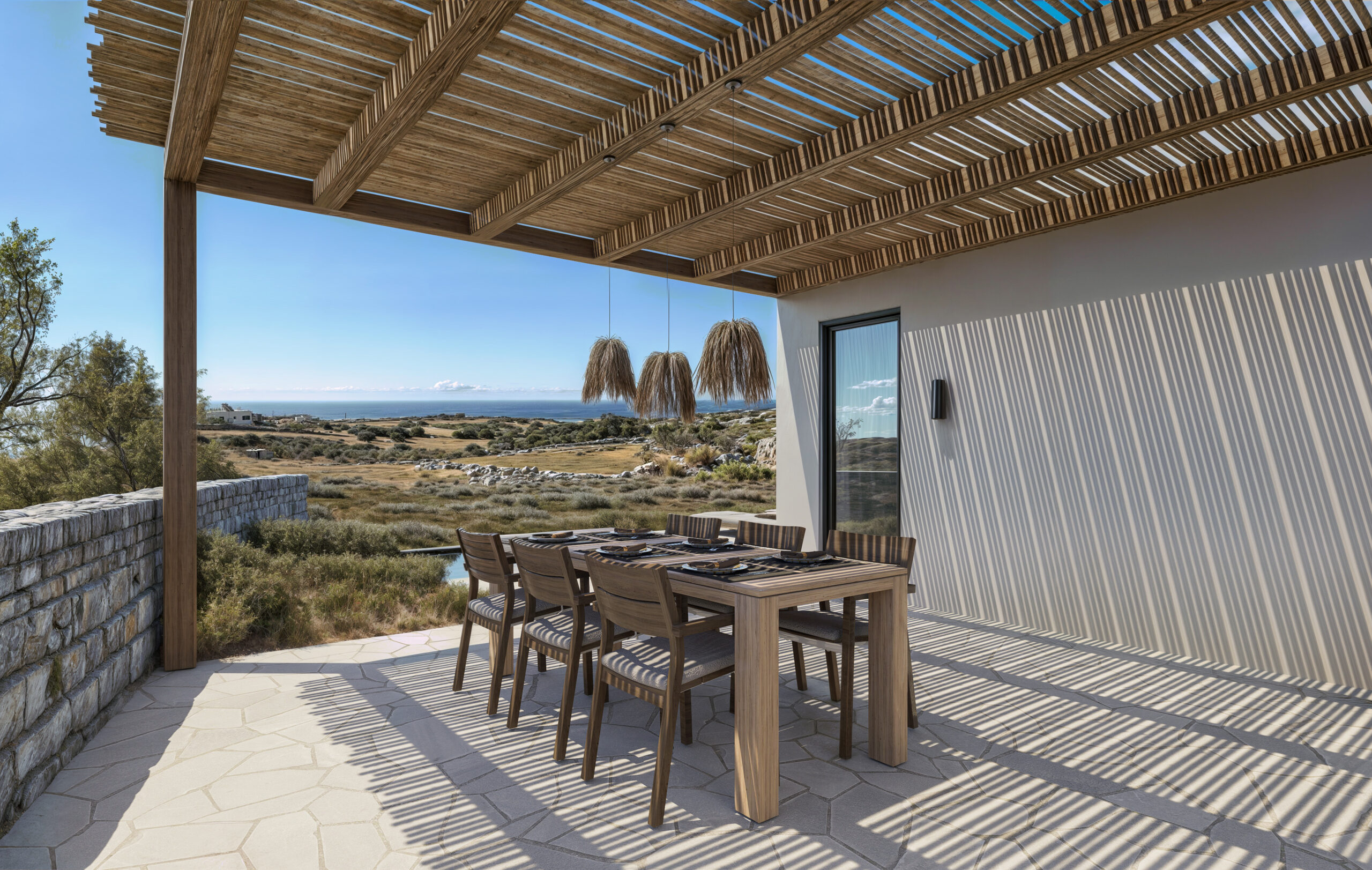 Residence Calypso shaded terrace property in Paros Greece