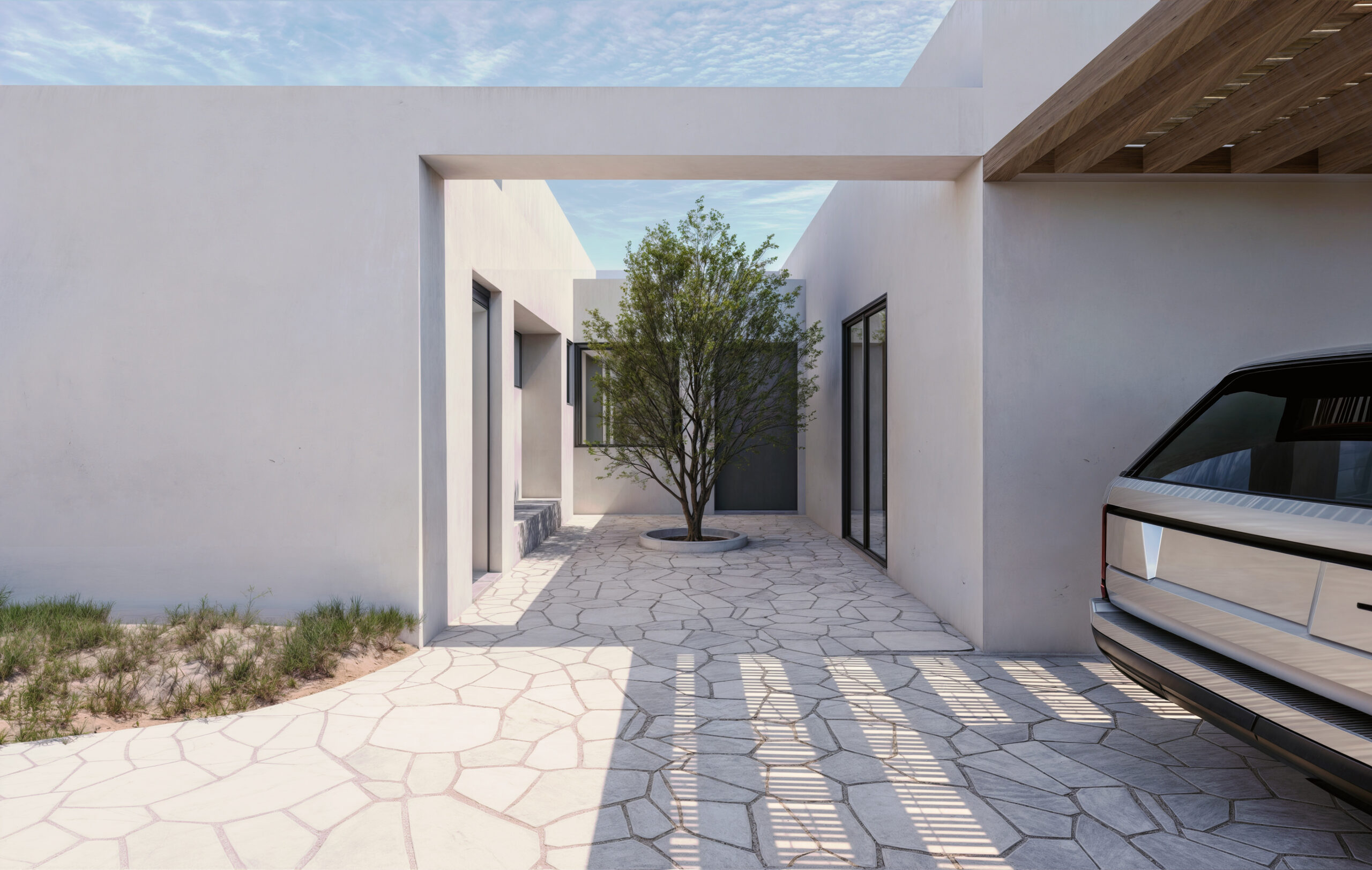 Residence Calypso modern Cycladic entrance in Paros